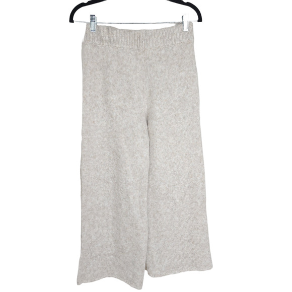 Was & Now Wide Leg Knit Pants Womens M Beige Heathered Acrylic Blend Pull On - Picture 2 of 10